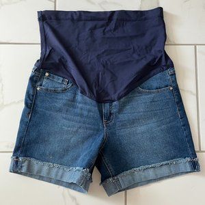 Pink Blush Denim Maternity Shorts
